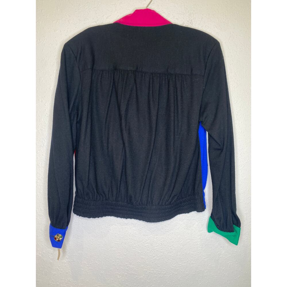 Carole Little Colorblock Lightweight Merino Wool Blazer Jeweled Buttons NWT Sz 4 - Picture 9 of 15
